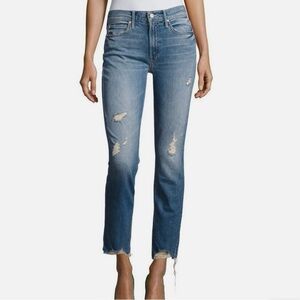 Mother The Flirt Ankle Distressed Blue Jeans